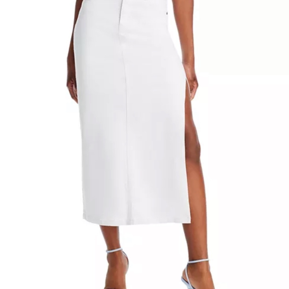 NWT AQUA White Denim Midi Skirt - Picture 2 of 8